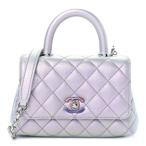 CHANEL Iridescent Caviar Quilted Extra Mini Coco Handle Flap 